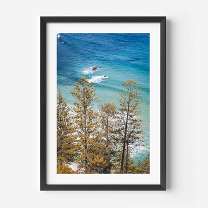 Serene Coastal View with Lush Trees and Crystal Blue Waters Oil Painting