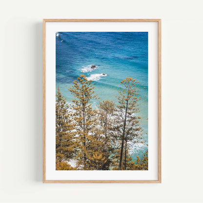 Serene Coastal View with Lush Trees and Crystal Blue Waters Oil Painting