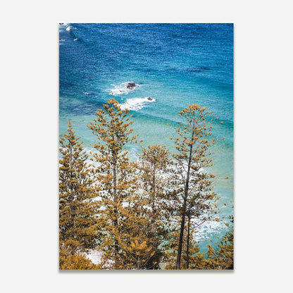 Serene Coastal View with Lush Trees and Crystal Blue Waters Oil Painting