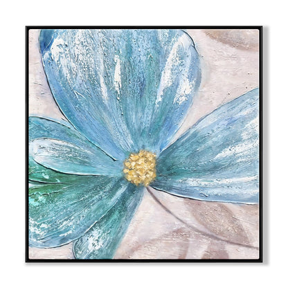 Vibrant Blue Flower Abstract Oil Painting for Modern Home Decor