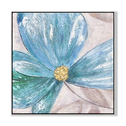 Vibrant Blue Flower Abstract Oil Painting for Modern Home Decor