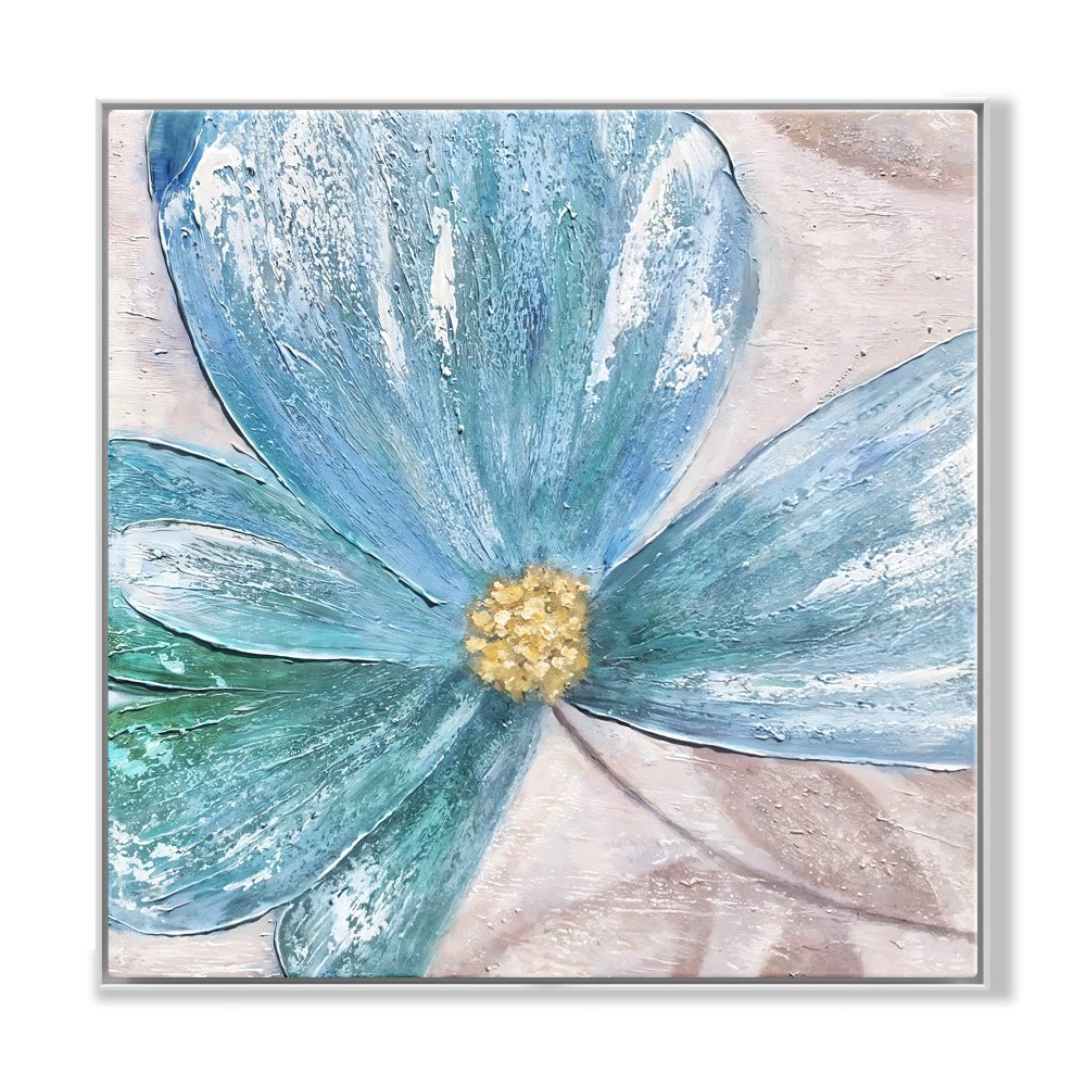 Vibrant Blue Flower Abstract Oil Painting for Modern Home Decor