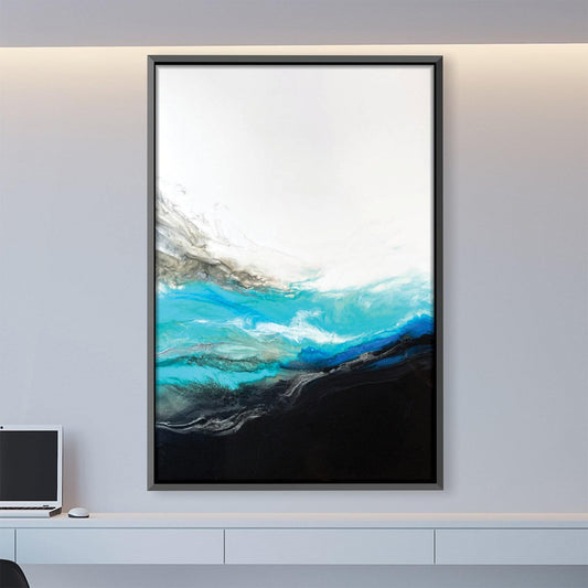 “Serene Aqua Wave Oil Painting for Modern Home Decor”