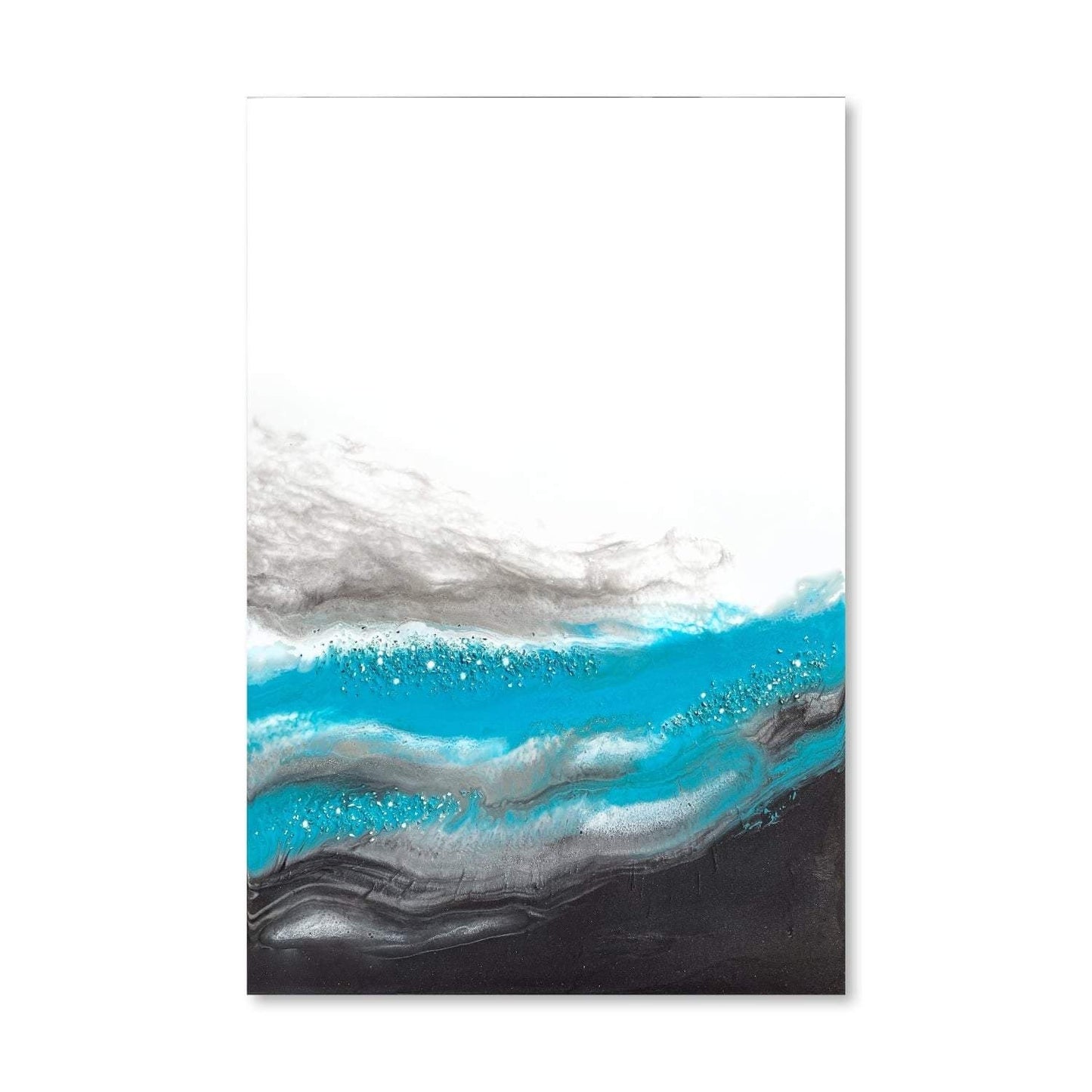 “Serene Aqua Wave Oil Painting for Modern Home Decor”