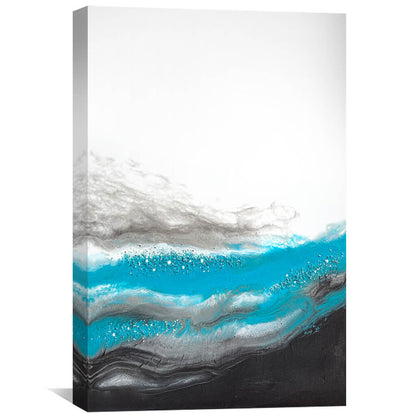 “Serene Aqua Wave Oil Painting for Modern Home Decor”