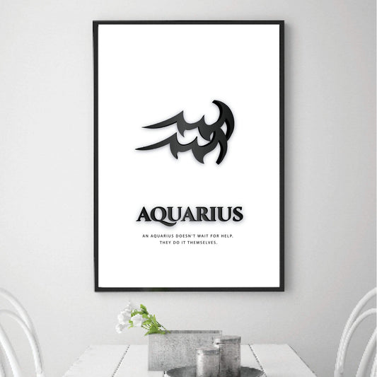 Aquarius Abstract Art - Modern Black Canvas Oil Painting for Home Décor