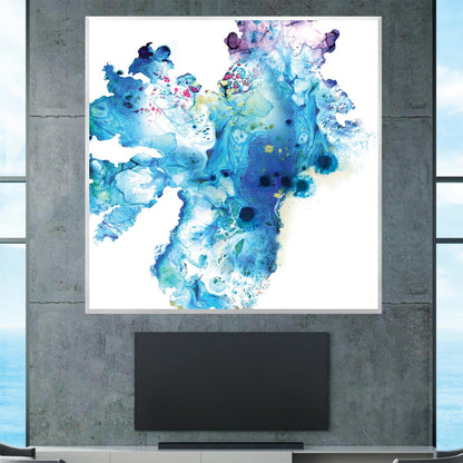 Vibrant Blue Abstract Ocean Wave Oil Painting for Modern Home Decor