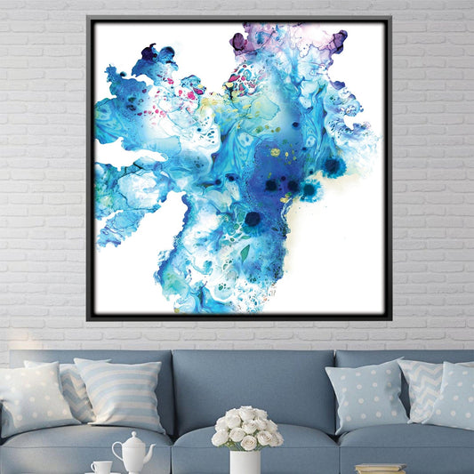 Vibrant Blue Abstract Ocean Wave Oil Painting for Modern Home Decor