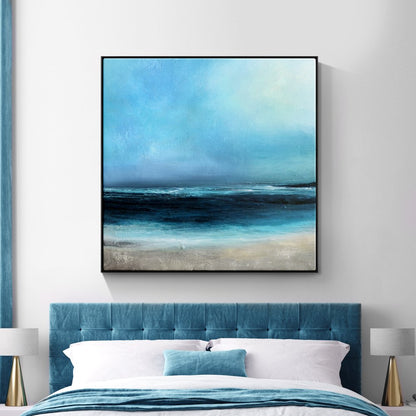 Tranquil Ocean Horizon - Serene Oil Painting of Arctic Shores