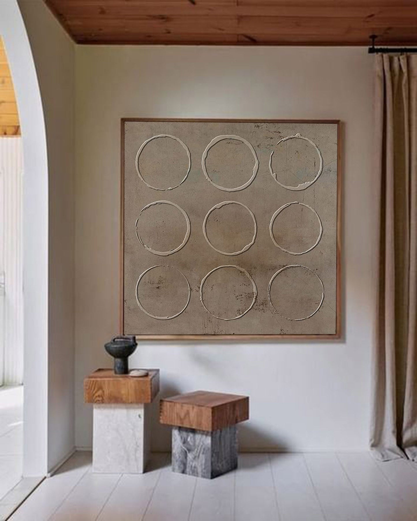 Modern Wabi-Sabi Abstract Circle Wall Art for Minimalist Home Decor