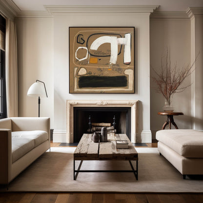 Contemporary Abstract Oil Painting with Bold Brushstrokes and Earthy Tones