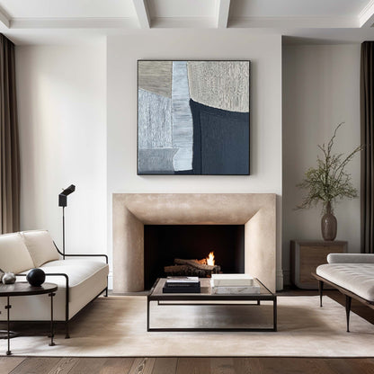 Contemporary Black and Grey Abstract Oil Painting for Modern Home Decor