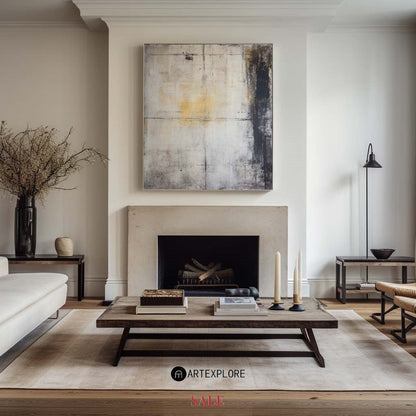 Contemporary Textured Abstract Oil Painting in Sophisticated Neutral Tones