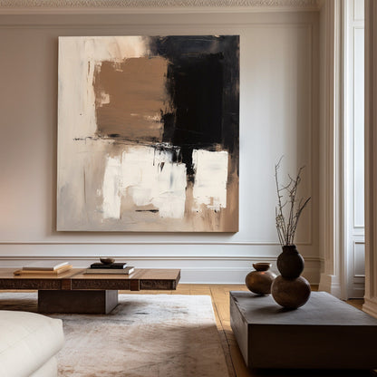 Contemporary Abstract Oil Painting with Earthy Tones and Bold Brushstrokes
