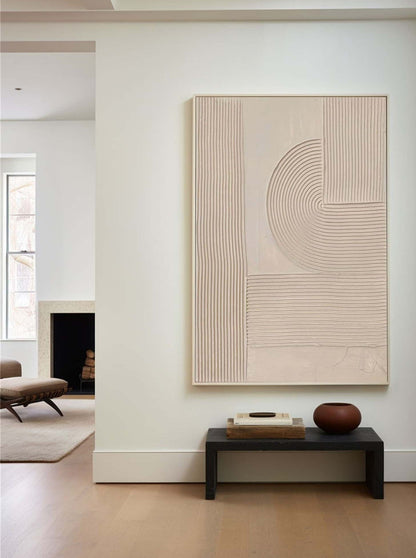 Elegant Beige Minimalist Abstract Oil Painting for Modern Home D√©cor