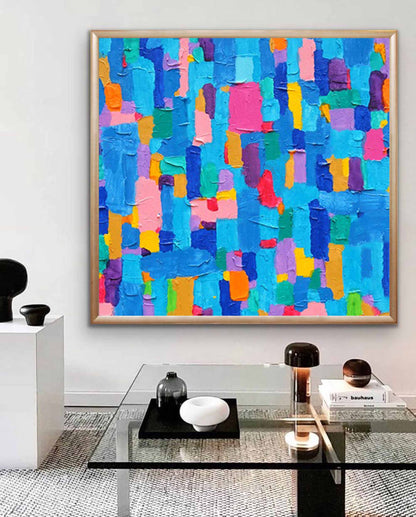 Vibrant Abstract Oil Painting in Bright Colors for Modern Home Décor