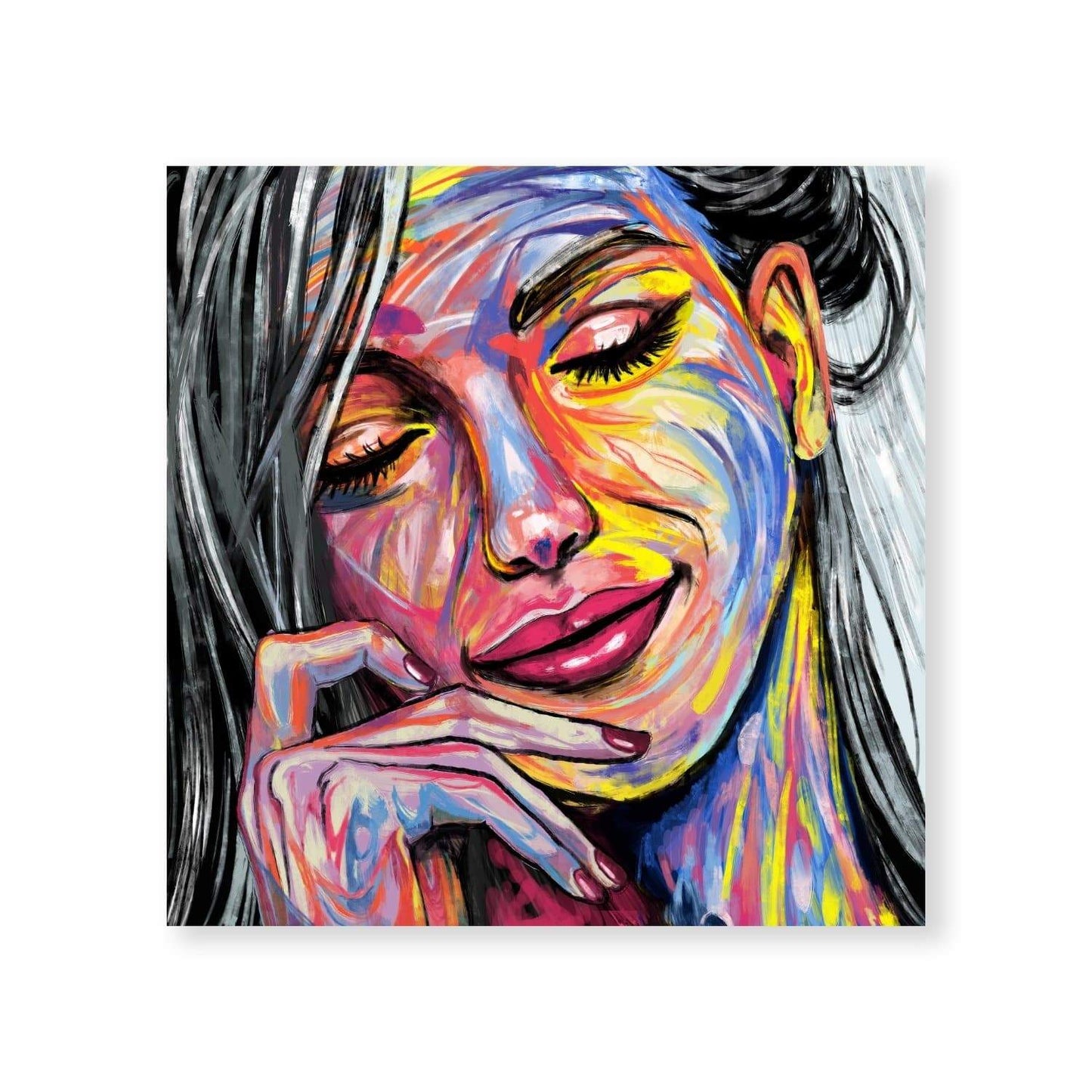 Vibrant Abstract Woman Oil Painting for Artistic Home Decor