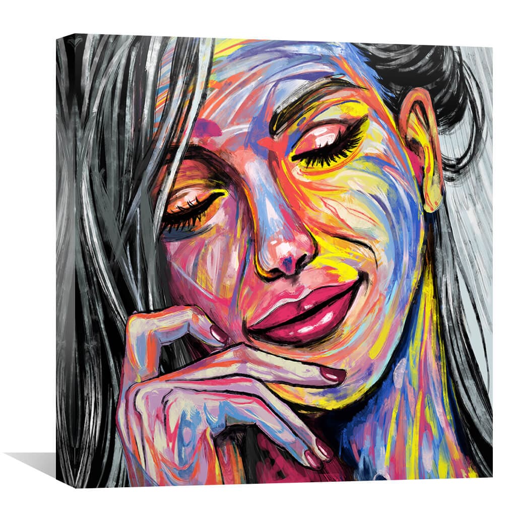 Vibrant Abstract Woman Oil Painting for Artistic Home Decor