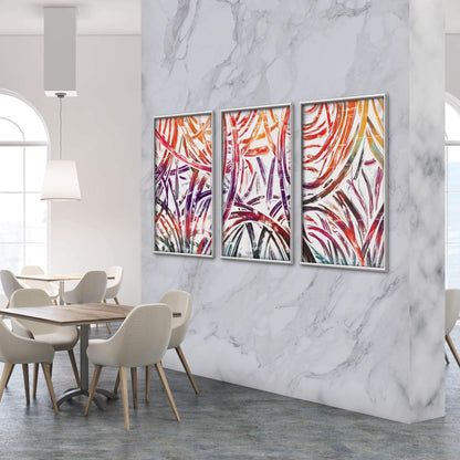 Vibrant Abstract Oil Painting Trio for Modern Home Aesthetic