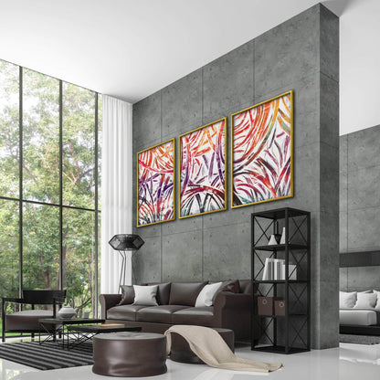 Vibrant Abstract Oil Painting Trio for Modern Home Aesthetic