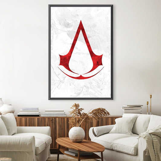 Minimalist Red and White Assassin's Creed Canvas Art for Home Decor