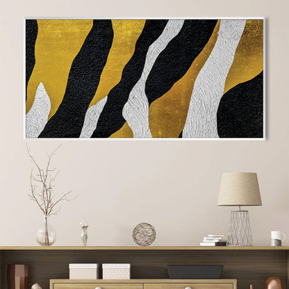 Abstract Gold and Black Waves Oil Painting for Modern Home Decor