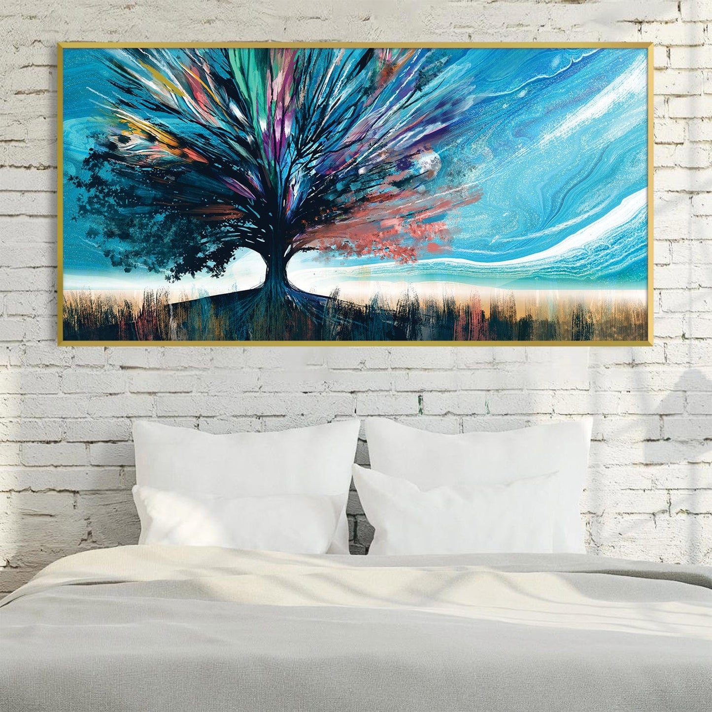 Vibrant Abstract Tree Oil Painting for Modern Home Decor