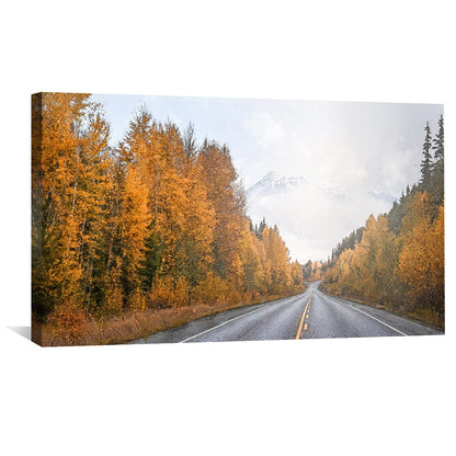 Vibrant Autumn Road Through Majestic Mountains Oil Painting