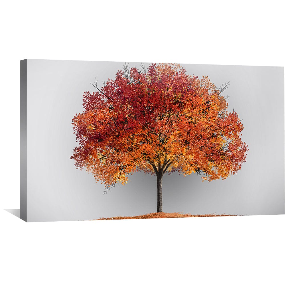 Vibrant Autumn Tree Oil Painting – Rustic Fall Colors for Modern Decor