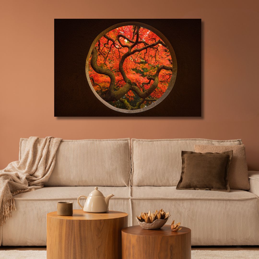 Vibrant Autumn Tree Painting - Abstract Fall Landscape Art for Home Decor