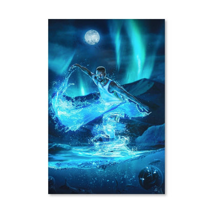 Dynamic Water Dancer Oil Painting - Vibrant Abstract Sports Art