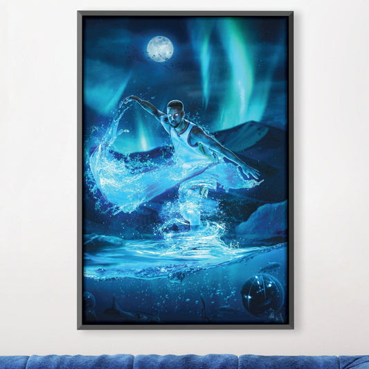Dynamic Water Dancer Oil Painting - Vibrant Abstract Sports Art