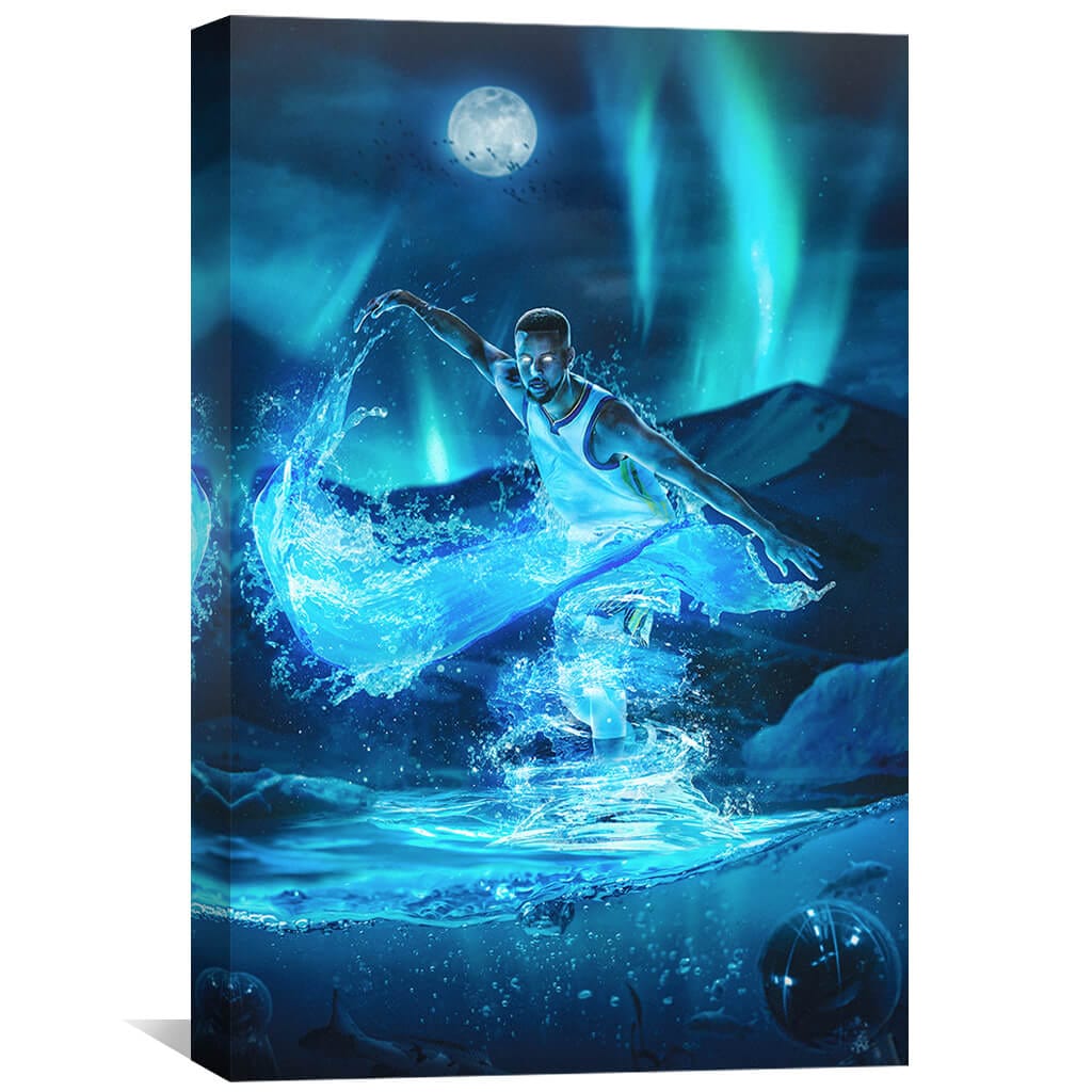 Dynamic Water Dancer Oil Painting - Vibrant Abstract Sports Art