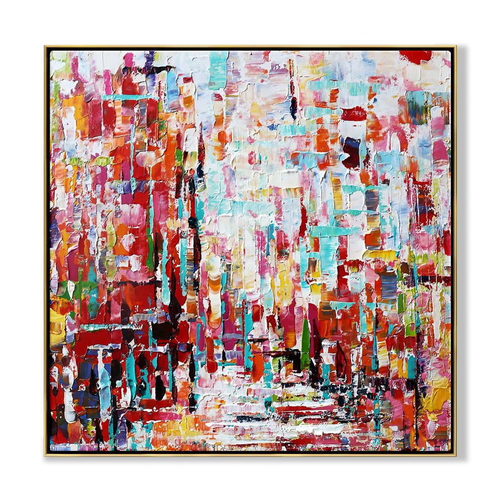 Vibrant Abstract Oil Painting in Bold Colors for Modern Home Décor