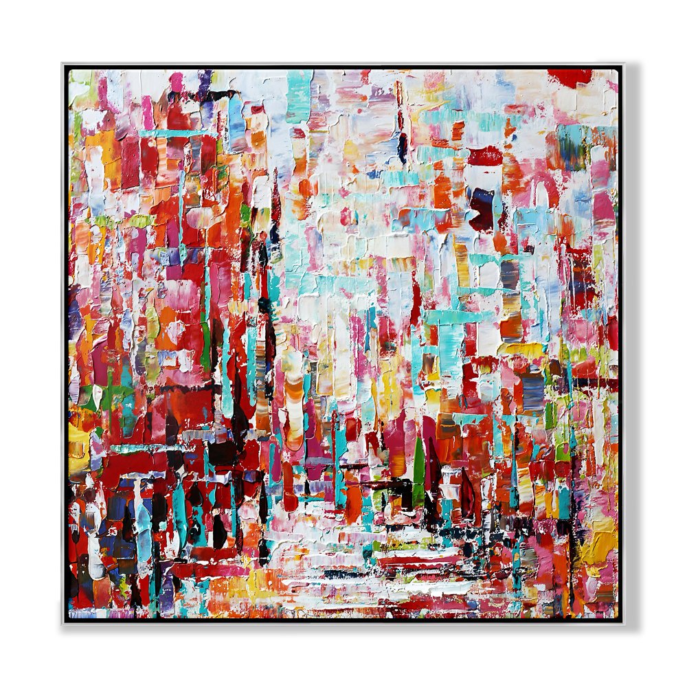 Vibrant Abstract Oil Painting in Bold Colors for Modern Home Décor