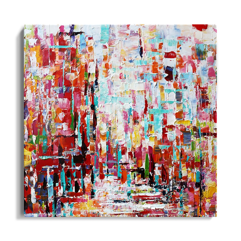 Vibrant Abstract Oil Painting in Bold Colors for Modern Home Décor