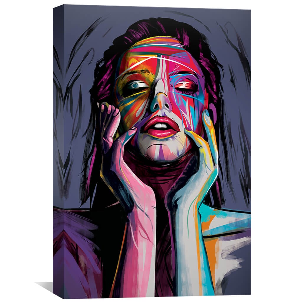 Vibrant Abstract Portrait of an Awakened Woman - Colorful Oil Painting for Modern Decor