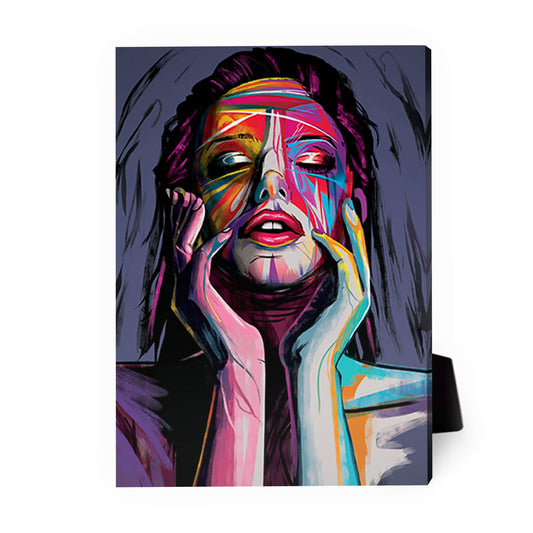 Vibrant Abstract Portrait of Woman - Colorful Canvas Art for Home Decor