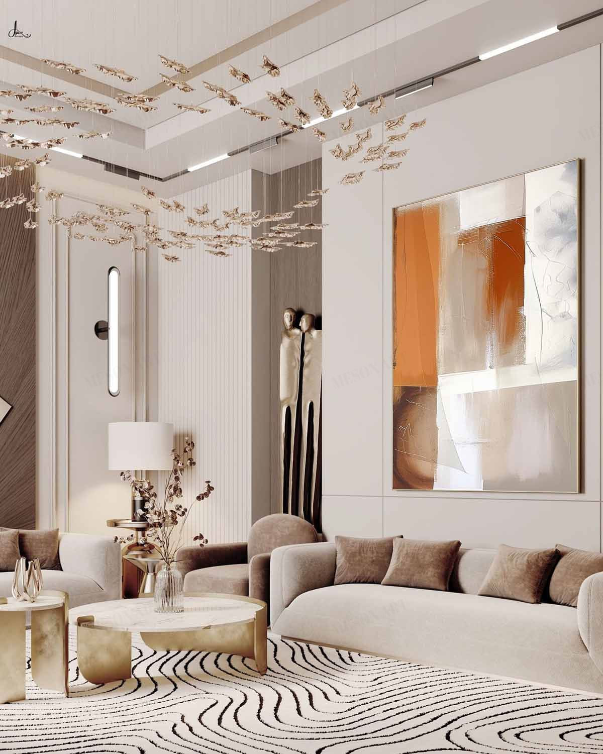 Abstract Minimalist Oil Painting in Earthy Tones for Modern Art Lovers