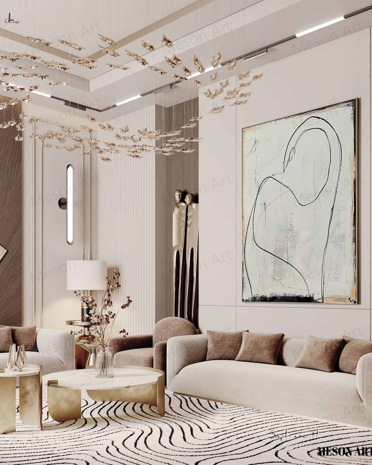 Abstract Minimalist Oil Painting for Modern Home Decor and Contemporary Art Lovers