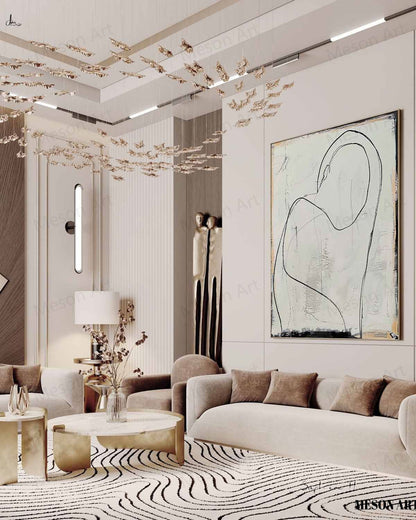Abstract Minimalist Oil Painting for Modern Home Decor and Contemporary Art Lovers
