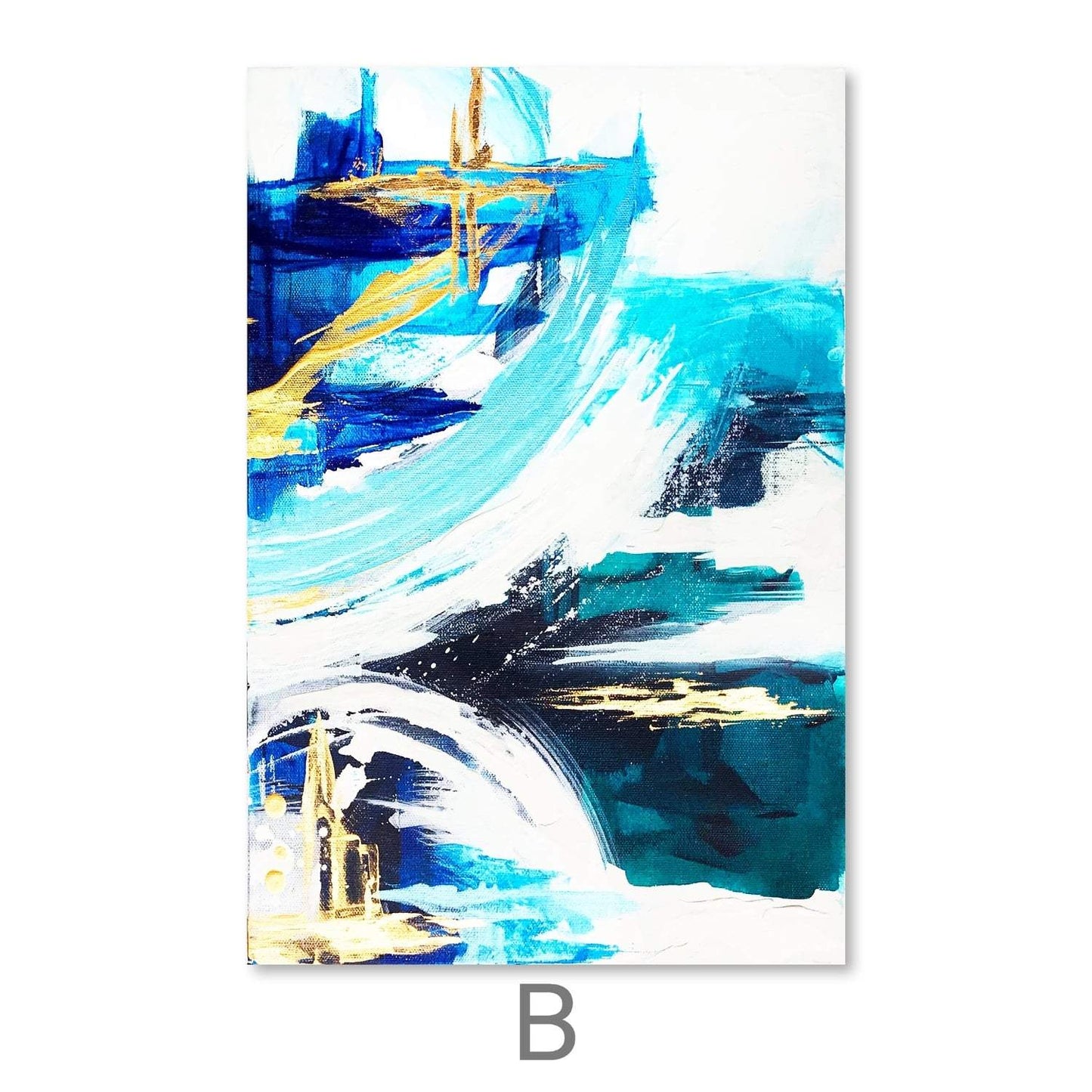 Vibrant Abstract Blue and Gold Oil Painting Set for Modern Home Décor