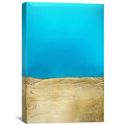 Stunning Blue and Gold Abstract Oil Painting for Modern Home Decor