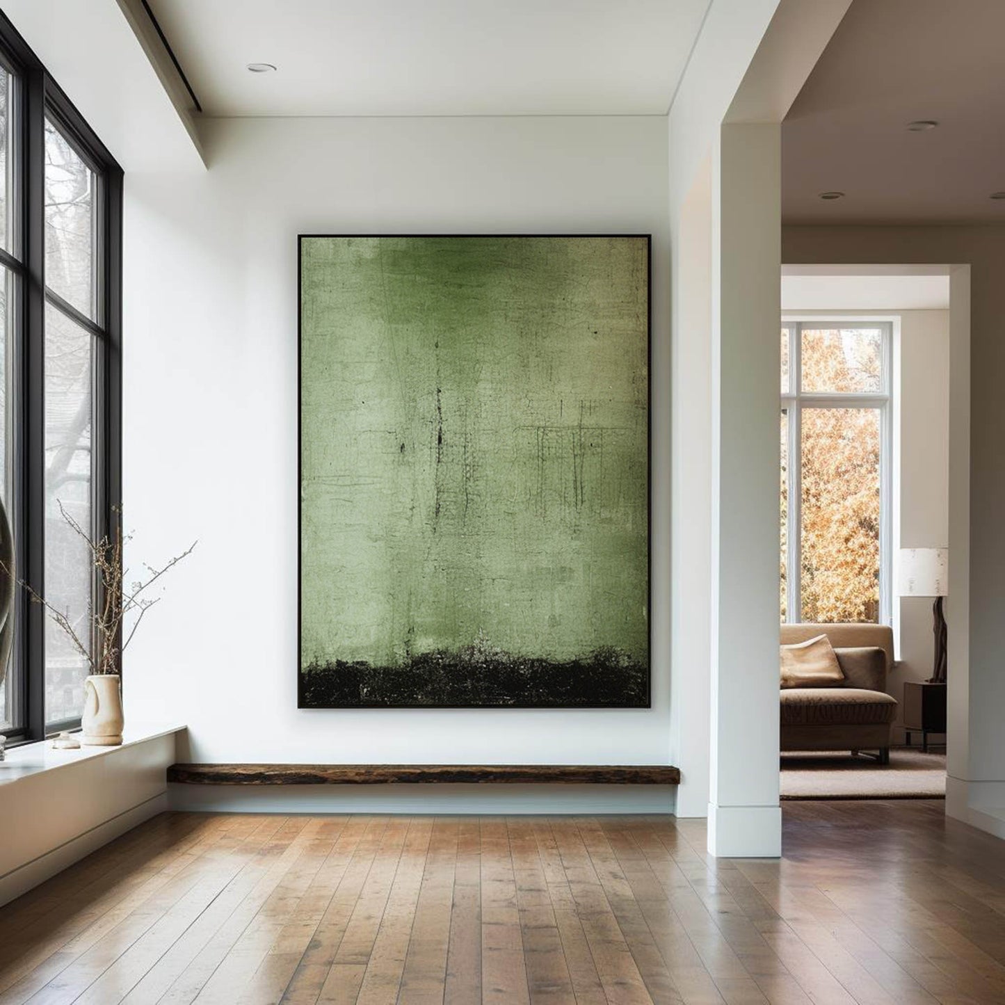 Serene Abstract Green Oil Painting for Modern Home Decor