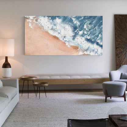 Serene Ocean Wave Oil Painting for Coastal Home D√©cor