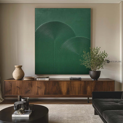 Serene Green Abstract Oil Painting for Modern Minimalist Home Decor