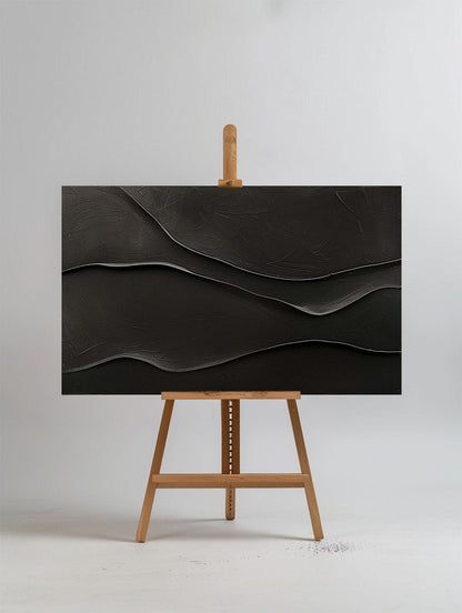 Textured Black Modern Abstract Oil Painting for Contemporary Home Decor