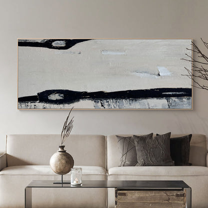 Contemporary Black and White Abstract Oil Painting for Modern Home Decor