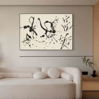 Abstract Black and White Oil Painting for Modern Home Decor