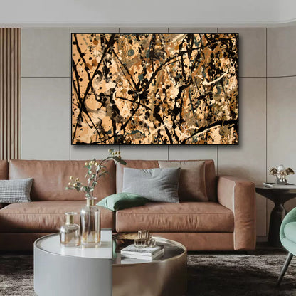 Abstract Black and Gold Oil Painting for Modern Home Decor